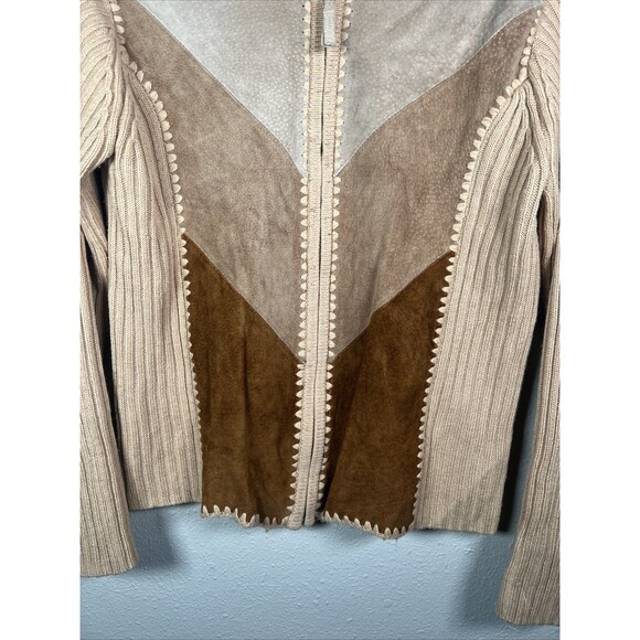 Vintage Designers Studio Originals Knit Sweater Size M Jacket Leather Zipper #32 - Picture 3 of 6